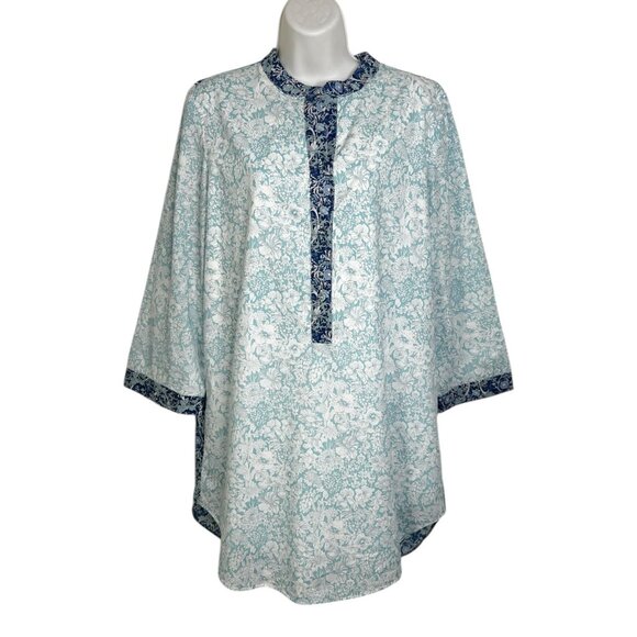 Hyacinth House Tuckernuck Bowen Dress Mini Tunic Two-Toned Blue Floral Small - Picture 2 of 11